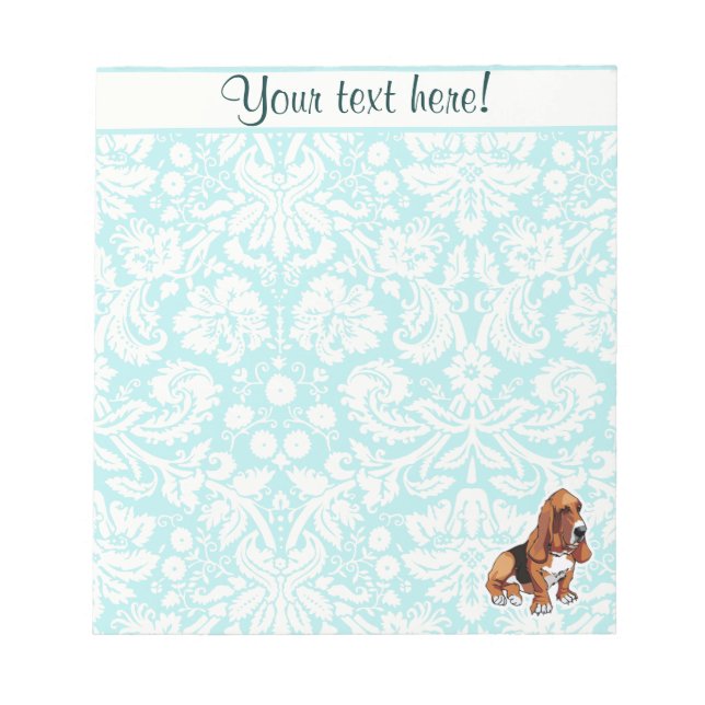 Basset Hound; Cute Notepad (Front)