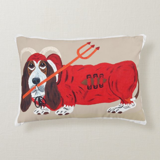 Basset Hound Devil Decorative Cushion (Front)