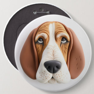 Basset Hound Dog 3D Inspired 6 Cm Round Badge