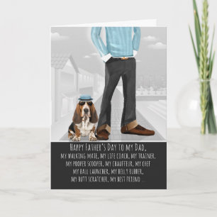 Basset Hound Dog and Dad Funny Father's Day Holiday Card