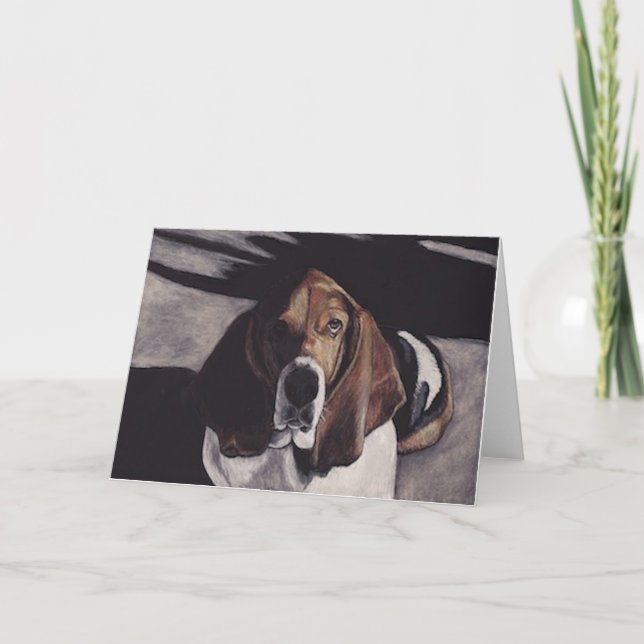 Basset Hound Dog Art Greeting Card (Front)
