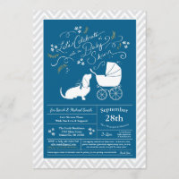 Basset Hound Dog Baby Shower Boy Blue