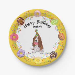 Basset Hound Dog Birthday Doughnuts Party Paper Pl Paper Plate