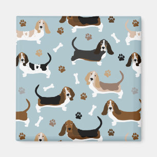 Basset Hound Dog Bones and Paws Magnet