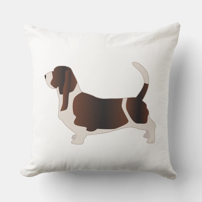 Basset Hound Dog Breed Silhouette Illustration Cushion (Front)