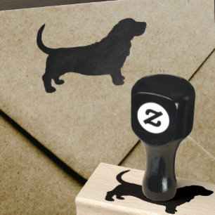 Basset Hound Dog Breed Silhouette Rubber Stamp