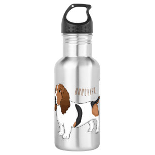 Basset hound dog cartoon illustration  532 ml water bottle