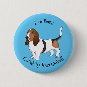 Basset hound dog cartoon illustration 6 cm round badge