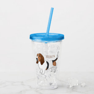 Basset hound dog cartoon illustration acrylic tumbler