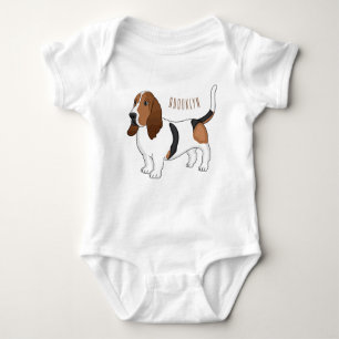 Basset hound dog cartoon illustration baby bodysuit