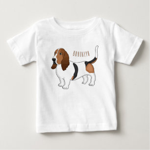 Basset hound dog cartoon illustration  baby T-Shirt