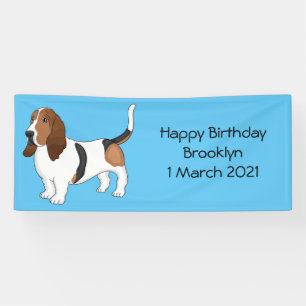 Basset hound dog cartoon illustration banner
