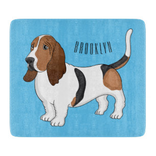 Basset hound dog cartoon illustration cutting board