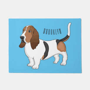 Basset hound dog cartoon illustration doormat