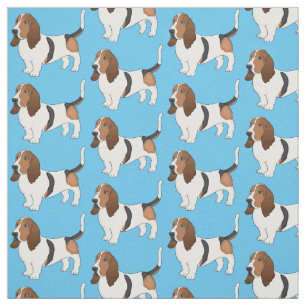 Basset hound dog cartoon illustration  fabric