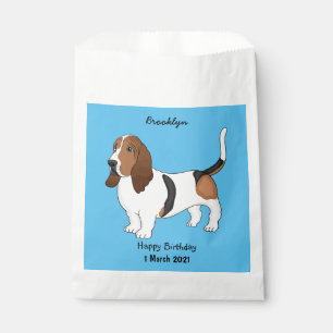 Basset hound dog cartoon illustration favour bag