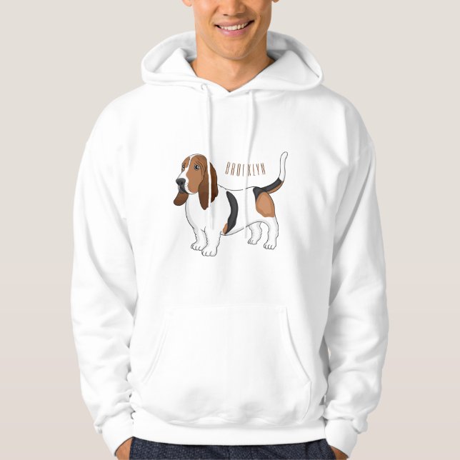 Basset hound dog cartoon illustration  hoodie (Front)