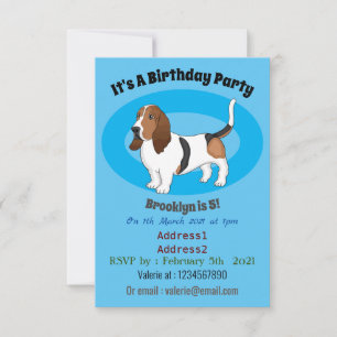 Basset hound dog cartoon illustration  invitation