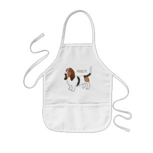 Basset hound dog cartoon illustration kids apron