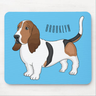Basset hound dog cartoon illustration mouse pad