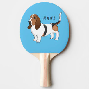 Basset hound dog cartoon illustration  ping pong paddle