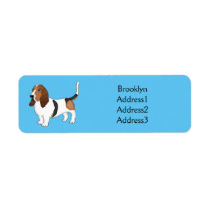 Basset hound dog cartoon illustration  return address label