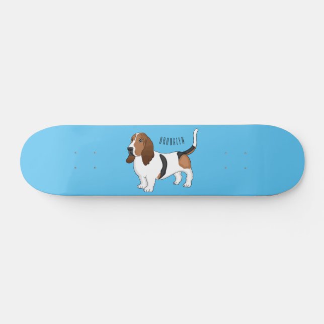 Basset hound dog cartoon illustration  skateboard (Horz)