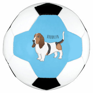 Basset hound dog cartoon illustration soccer ball