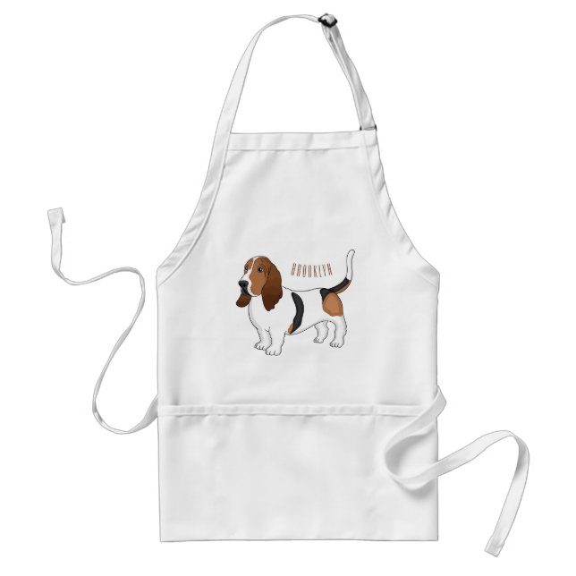 Basset hound dog cartoon illustration standard apron (Front)