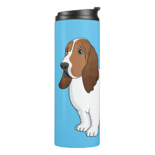 Basset hound dog cartoon illustration  thermal tumbler