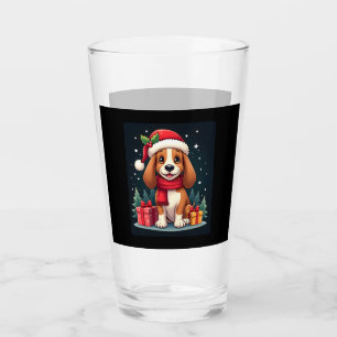 Basset Hound Dog Christmas Outfits Santa Hat Dog X Glass
