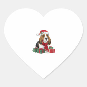 Basset Hound Dog Christmas Outfits Santa Hat Dog X Heart Sticker