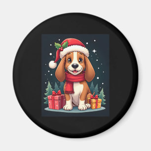 Basset Hound Dog Christmas Outfits Santa Hat Dog X Magnet