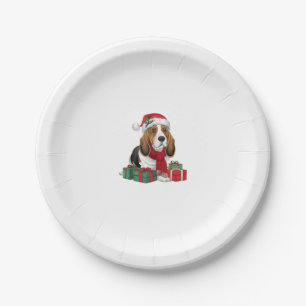 Basset Hound Dog Christmas Outfits Santa Hat Dog X Paper Plate