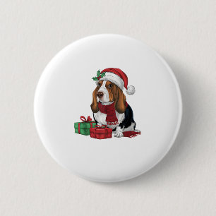 Basset Hound Dog Christmas Parties Holiday Santa D 6 Cm Round Badge