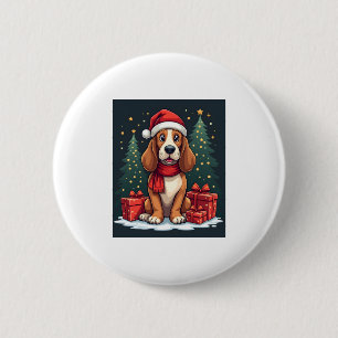 Basset Hound Dog Christmas Parties Santa Dog Lover 6 Cm Round Badge