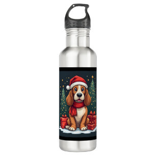 Basset Hound Dog Christmas Parties Santa Dog Lover 710 Ml Water Bottle