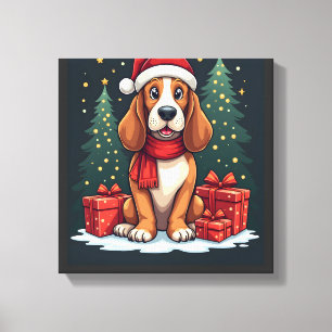 Basset Hound Dog Christmas Parties Santa Dog Lover Canvas Print