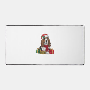 Basset Hound Dog Christmas Parties Santa Dog Lover Desk Mat