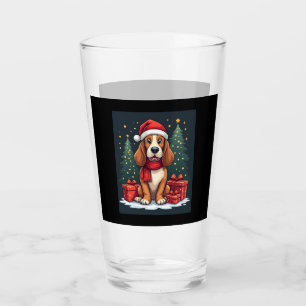 Basset Hound Dog Christmas Parties Santa Dog Lover Glass