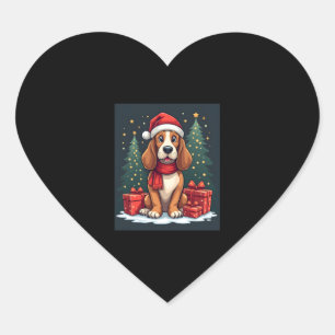 Basset Hound Dog Christmas Parties Santa Dog Lover Heart Sticker