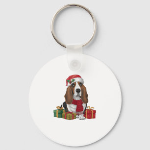 Basset Hound Dog Christmas Parties Santa Dog Lover Key Ring