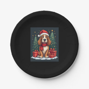 Basset Hound Dog Christmas Parties Santa Dog Lover Paper Plate