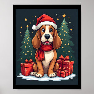 Basset Hound Dog Christmas Parties Santa Dog Lover Poster
