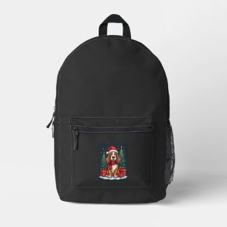 Basset Hound Dog Christmas Parties Santa Dog Lover Printed Backpack