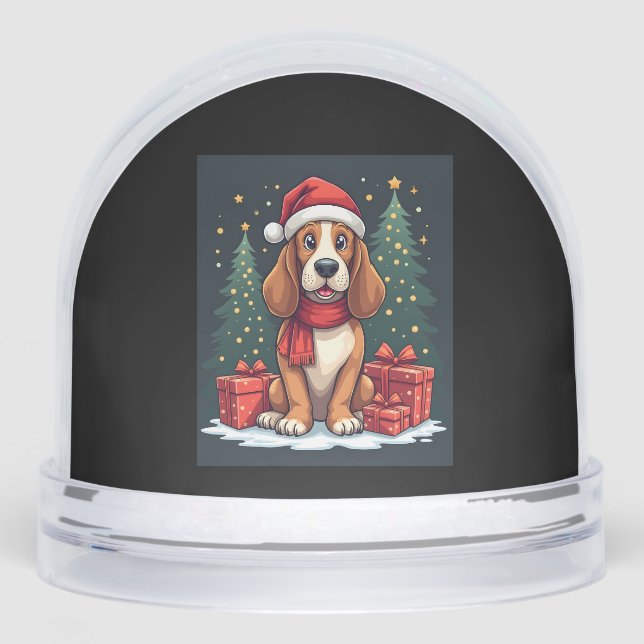 Basset Hound Dog Christmas Parties Santa Dog Lover Snowglobe (Front)