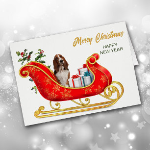Basset Hound Dog Christmas Sleigh Card