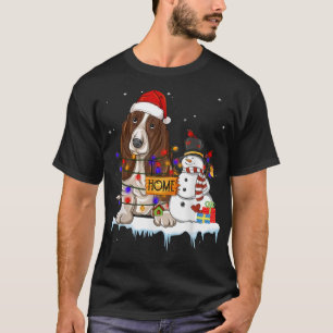 basset hound Dog Christmas Snowman Xmas Lights Paj T-Shirt