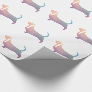 Basset Hound Dog Colourful Geometric Silhouette Wrapping Paper