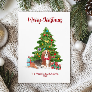 Basset Hound Dog Family Christmas Holiday Card